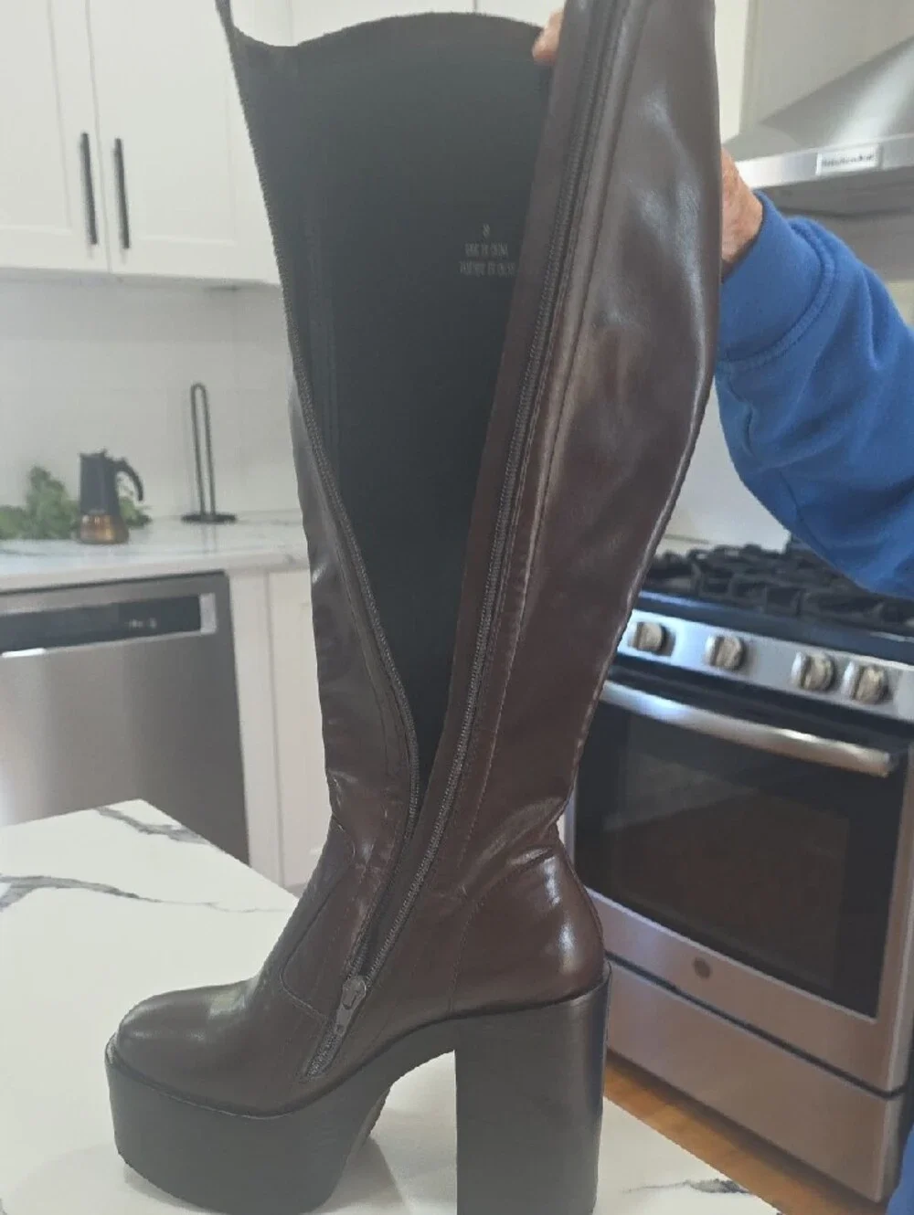 Platform Over-the-Knee Boots in Dark Brown